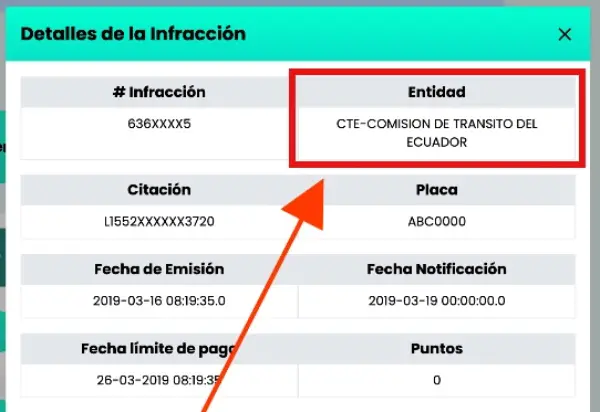 Detalles de la multa